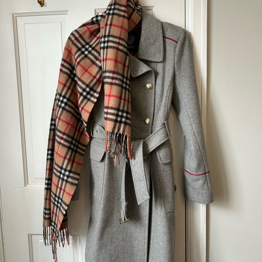 Burberry Tan and Black Plaid Scarf